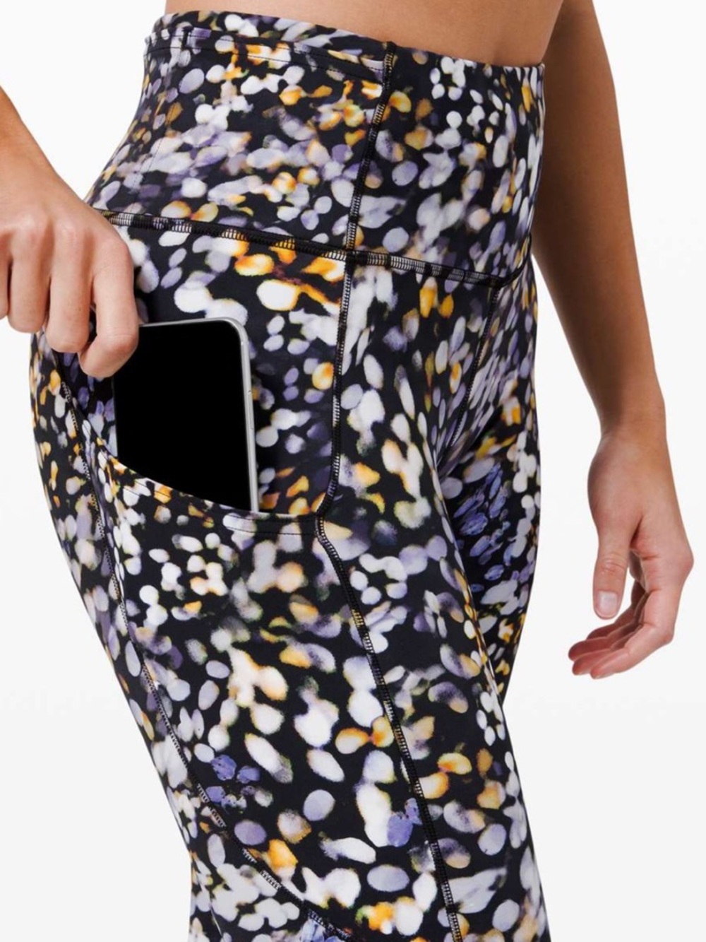 Lululemon women's fast and free high rise tights in Metropolis glow pattern